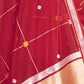 Badla Gold Red Banarasi Handwoven Kora Silk Saree
