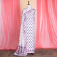 Pamposh Banarasi Handwoven White Purple Silk Cotton Suit Set 2 Piece