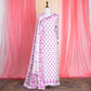 Pamposh Banarasi Handwoven White Magenta Silk Cotton Suit Set 2 Piece