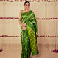 Minakari Chevron Banarasi Handwoven Emerald Silk Saree