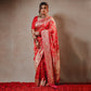 Elnaaz Candy Red Banarasi Handwoven Silk Saree