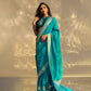Perla Banarasi Handwoven Ferozi Silk Saree
