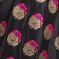 Gulbahar Mina Banarasi Handwoven Black Silk Fabric 