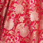 Jungla Banarasi Handwoven Pink Silk Fabric