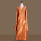 Temple Banarasi Handwoven Orange Silk Fabric