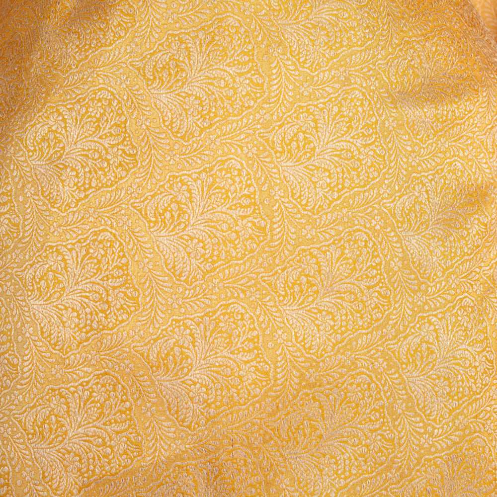 Gyasar Khinkhwab Brocade Banarasi Handwoven Yellow Silk Fabric