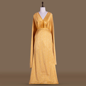 Gyasar Khinkhwab Brocade Banarasi Handwoven Yellow Silk Fabric