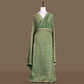 Chana Patti Banarasi Handwoven Green Silk Fabric