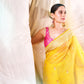 Chunri Buti Lemon Yellow Banarasi Handwoven Muslin Cotton Saree