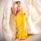 Chunri Buti Lemon Yellow Banarasi Handwoven Muslin Cotton Saree