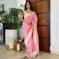 Chaudhani Blush Pink Handwoven Banarasi Silk Saree