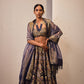 Rangkat Banarasi Handwoven Ink Blue Silk Lehenga