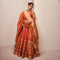 Sitara Banarasi Handwoven Rust Silk Lehenga