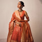 Sitara Banarasi Handwoven Rust Silk Lehenga