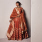 Sitara Banarasi Handwoven Rust Silk Lehenga